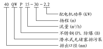 QWP型不銹鋼防爆潛水排污泵型號(hào)意義